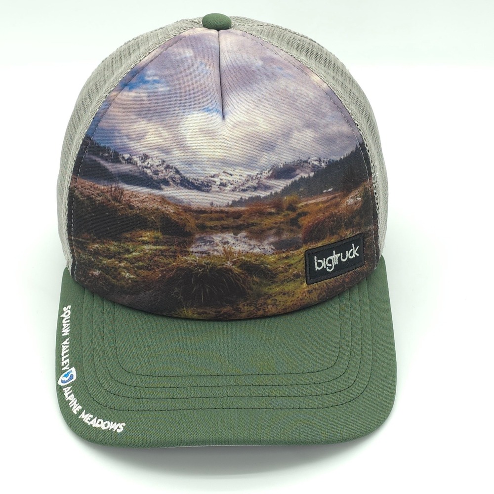 bigtruck Hat Squaw Valley Alpine Meadows Cap Mens Snap Back Green Ski Resort